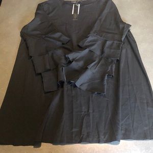 Zanzea Black Dress w/ Tiered Ruffled Sleeves